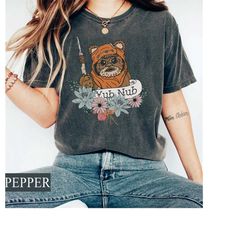 retro star wars wicket ewok endor yub nub floral comfort colors tee, star wars celebration shirt, star wars birthday shi