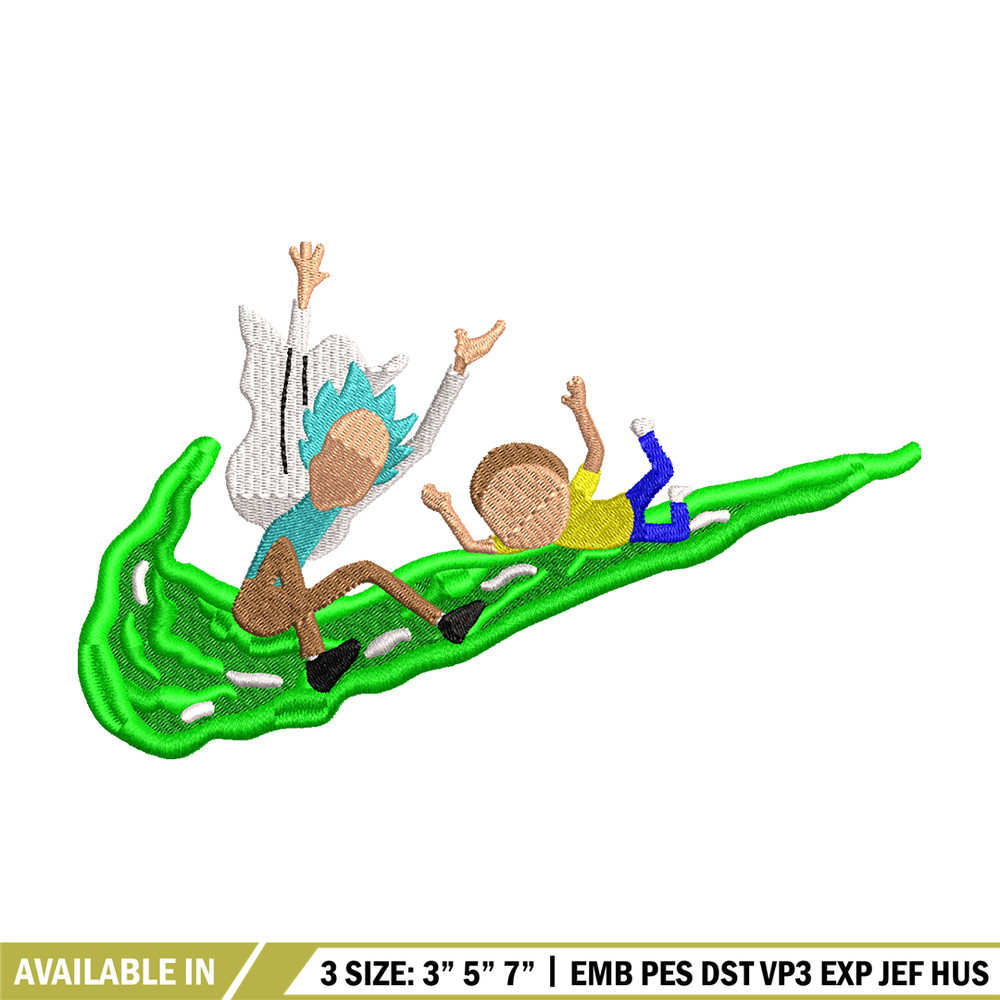 Rick and Morty Nike embroidery design, cartoon embroidery, Nike design, cartoon design, cartoon shirt, Digital download.jpg