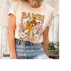 vintage floral bambi shirt, disney bambi deer shirt, disney character bambi birthday gift, disneyland family trip, walt