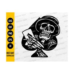Spade Skull SVG | Skull With Top Hat SVG | Playing Cards Decal T-Shirt Tattoo | Cutting File Printable Clipart Vector Di