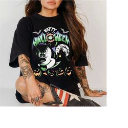 happy halloween mickey family unisex shirt, disney halloween matching shirt, mickey minnie ears, disney halloween party,