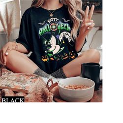 happy halloween mickey comfort colors tee, disney halloween matching shirt, mickey minnie ears, disney halloween party,