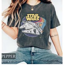retro disney star wars millennium falcon comfort tee, retro rainbow stripe shirt, galaxy's edge shirt, disney family shi