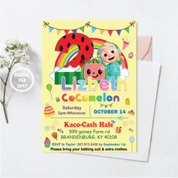 personalized file custom cocomelon invitation png, baby birthday invitation png, cocomelon party,birthday invitation