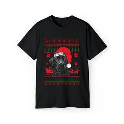 black lab labrador christmas santa hat dog ugly shirt