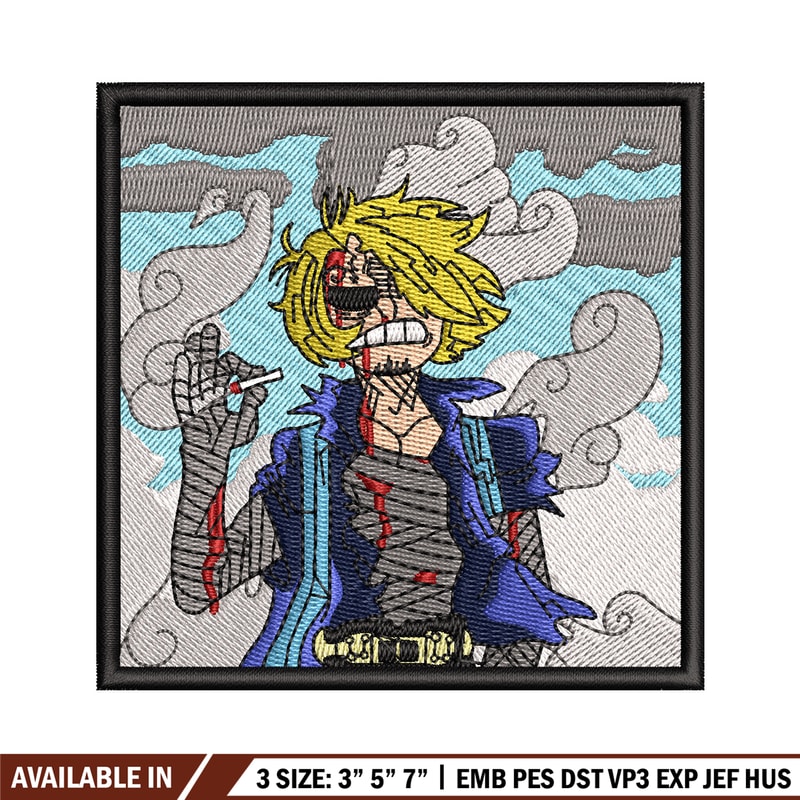 Sanji smoke embroidery design, One piece embroidery, Anime design, Embroidery file, Embroidery shirt, Digital download.jpg