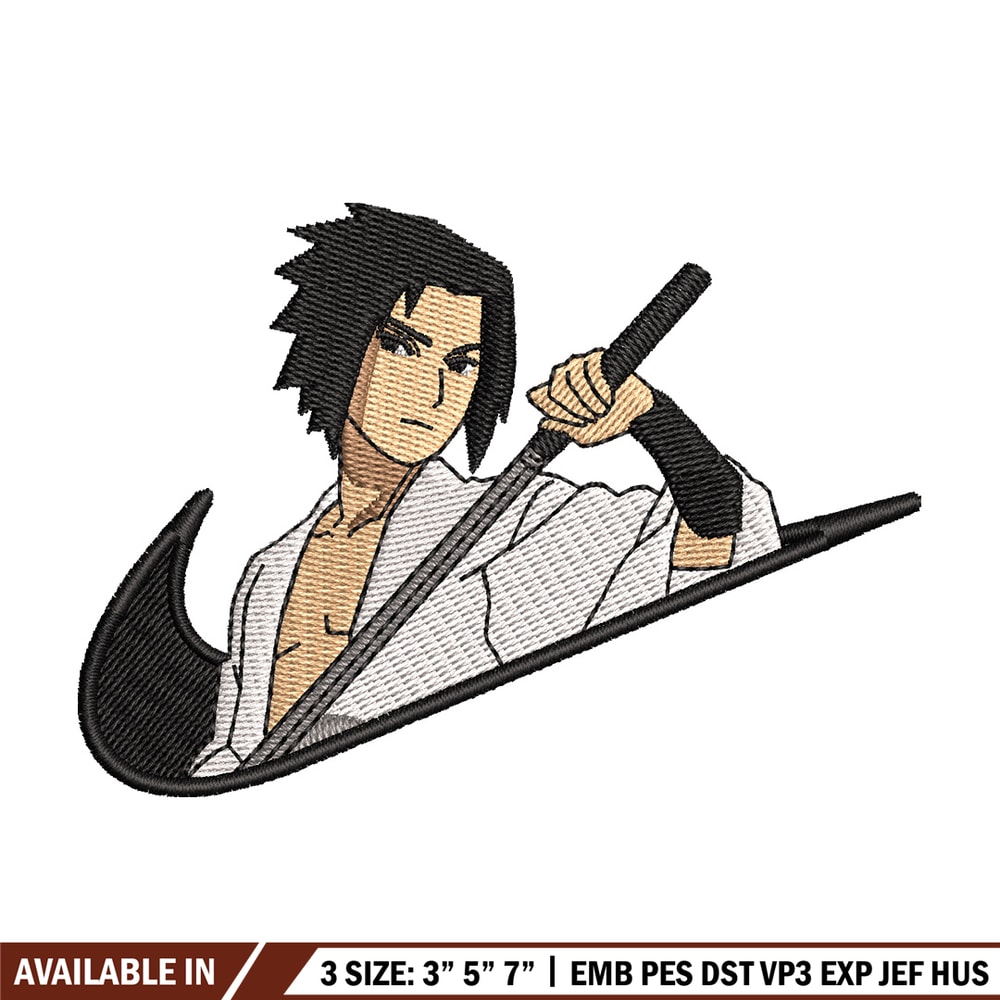 Sasuke saga nike embroidery design, Naruto embroidery, Anime design, Embroidery shirt, Embroidery file, Digital download.jpg