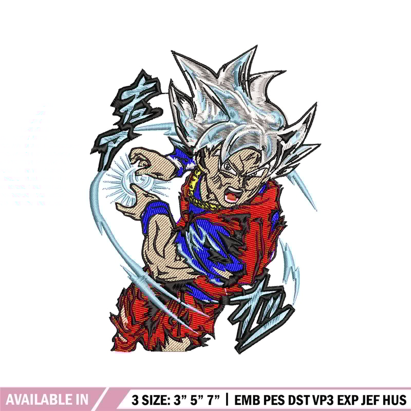 Songoku hair white embroidery design, Dragon ball embroidery, anime design, anime shirt, Digital download.jpg