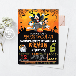 personalized file editable mickey mouse halloween birthday invitation | mickey happy halloween party invite | instant
