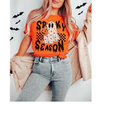 spooky season halloween shirt, halloween tshirt, cute ghost shirt, halloween clothes, retro halloween tee, cute hallowee