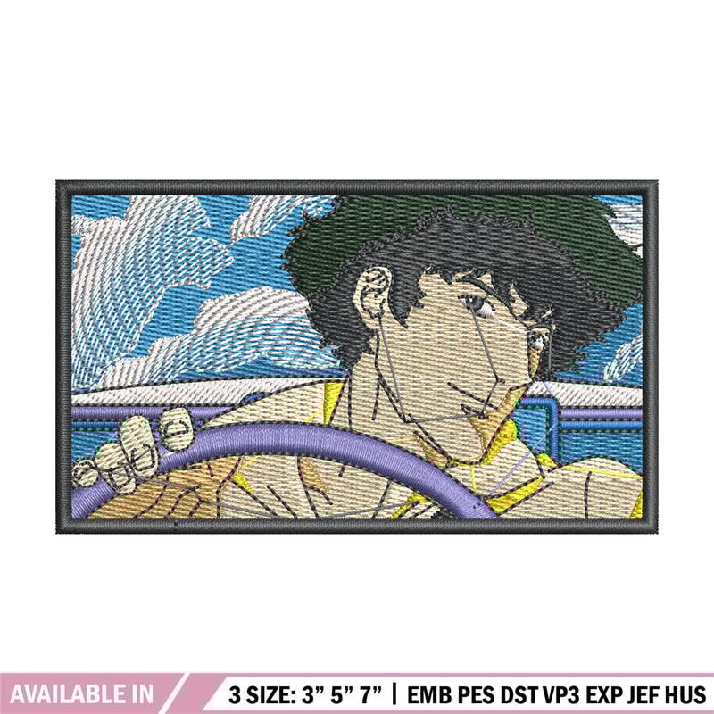 Spike box embroidery design, Cowboy bebop embroidery, Anime design, Embroidery shirt, Embroidery file, Digital download.jpg