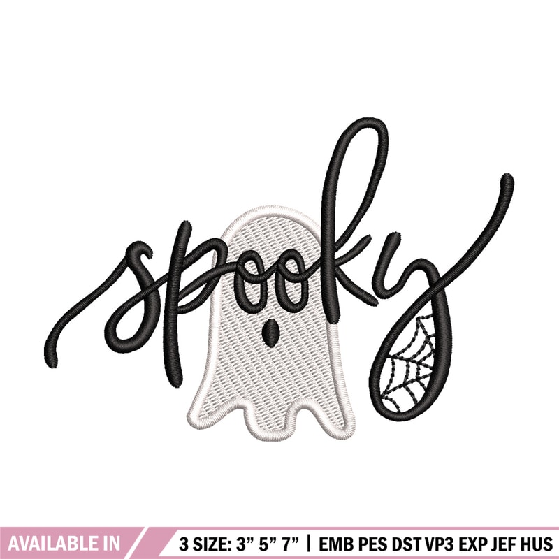 Spooky ghost embroidery design, Spooky embroidery, Emb design, Embroidery shirt, Embroidery file, Digital download.jpg
