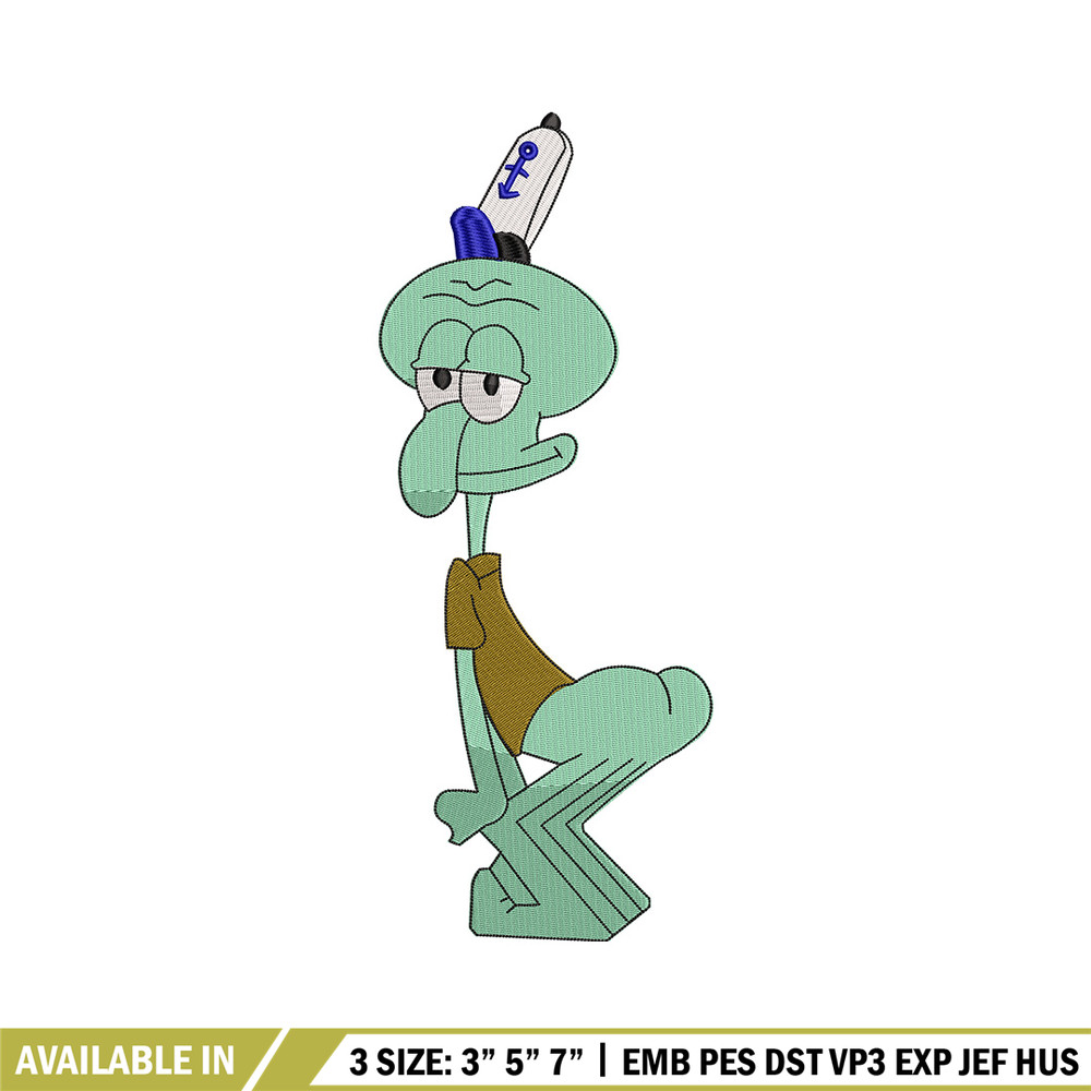 Squidward embroidery design, Spongebob embroidery, Embroidery file, Embroidery shirt, Emb design, Digital download.jpg