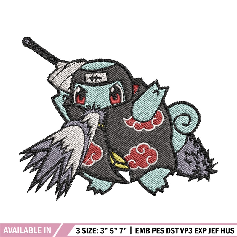 Squirtle kisame embroidery design, Pokemon embroidery, Anime design, Embroidery file, Digital download, Embroidery shirt.jpg