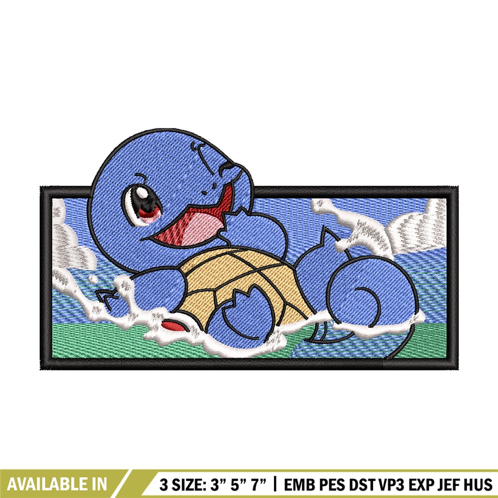 Squirtle embroidery design, Pokemon embroidery, embroidery file, anime design, anime shirt, Digital download.jpg