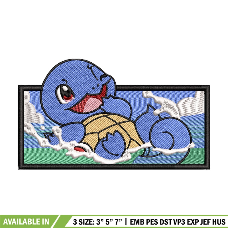 Squirtle embroidery design, Pokemon embroidery, embroidery file, anime design, anime shirt, Digital download.jpg