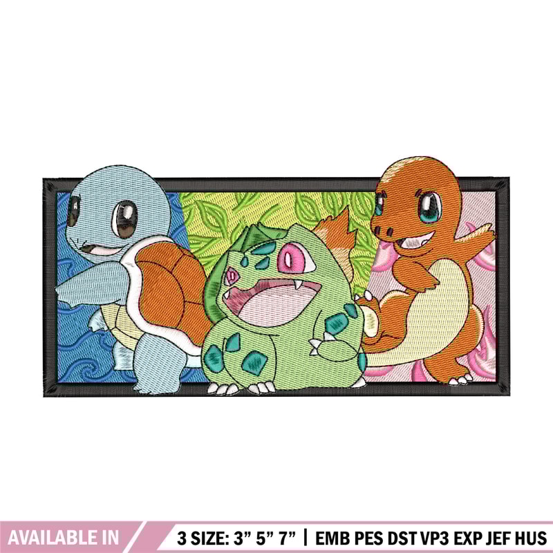 Starter Gen 1 embroidery design, Pokemon embroidery, Anime design, Embroidery shirt, Embroidery file, Digital download.jpg