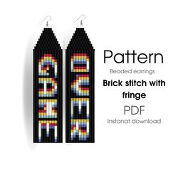 Halloween earrings pattern - Brick stitch - seed bead pattern - bead weaving - instant download - game over