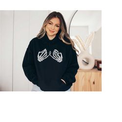 pinky promise skeleton hoodie horror hoodie skull hoodie goth hoodie halloween hoodie halloween sweaters halloween shirt