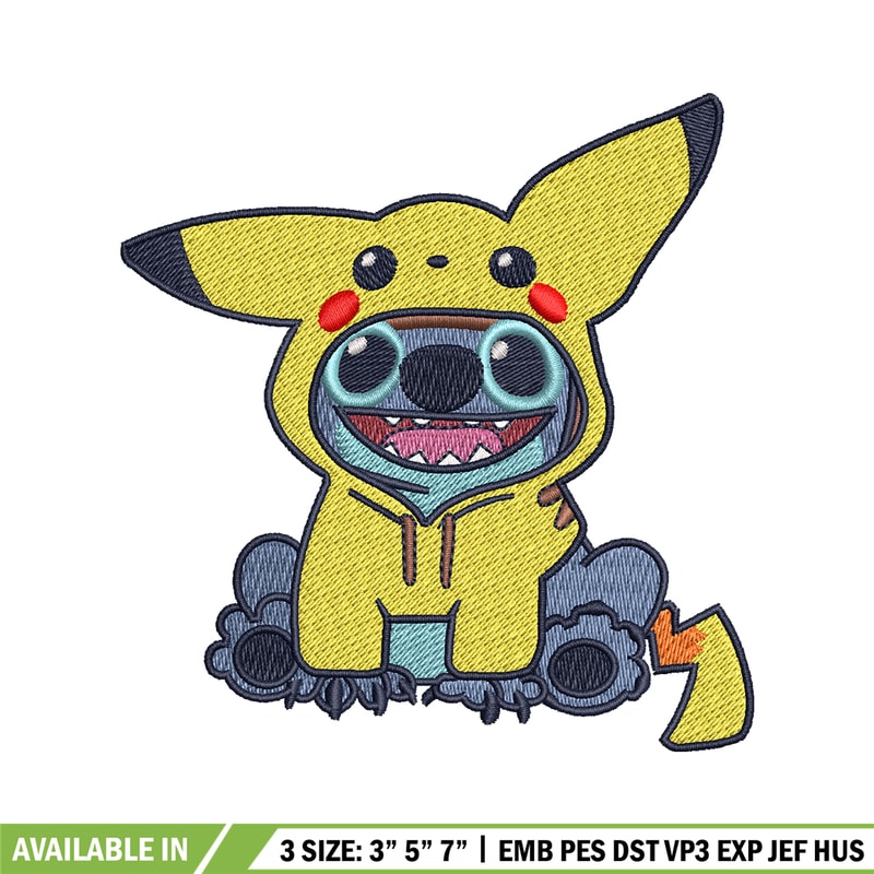 Stitch Pikachu logo embroidery design, Stitch Pikachu embroidery, Embroidery shirt, logo design, Instant download.jpg