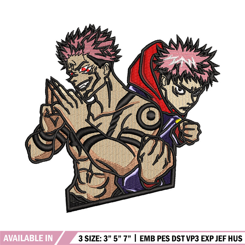 Sukuna x yuji embroidery design, Jujutsu embroidery, Anime design, Embroidery shirt, Embroidery file, Digital download.jpg