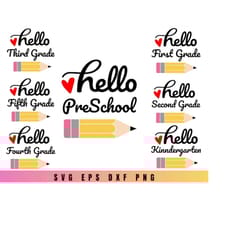 back to school svg, hello school bundle, design bundle svg, teacher svg, clipart, school shirt, hello school kids svg, c