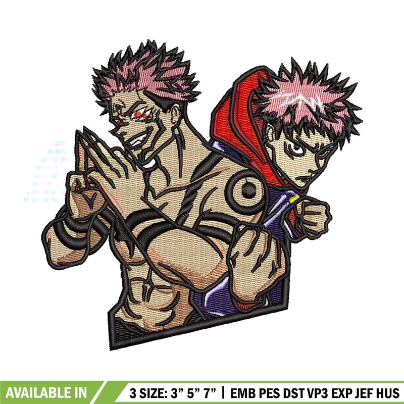 Sukuna x yuji embroidery design, Jujutsu embroidery, Anime design, Embroidery shirt, Embroidery file, Digital download.jpg