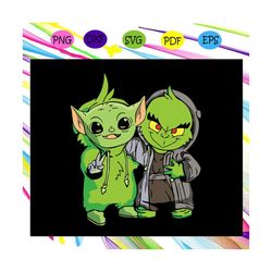grinch and baby yoda, grinch svg, grinch face, grinch art, grinch silhouette, baby yoda svg, baby yoda clipart, for silh