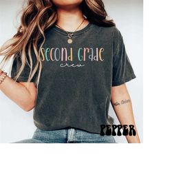 second grade teacher shirt, comfort colors second grade crew tee, team second grade shirt, retro 2nd grade teacher shirt