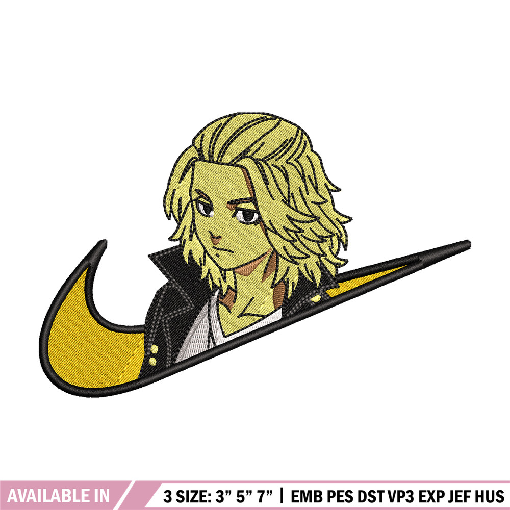 Swoosh Mikey embroidery design, Tokyo Revengers embroidery, Nike design, anime design, anime shirt, Digital download.jpg