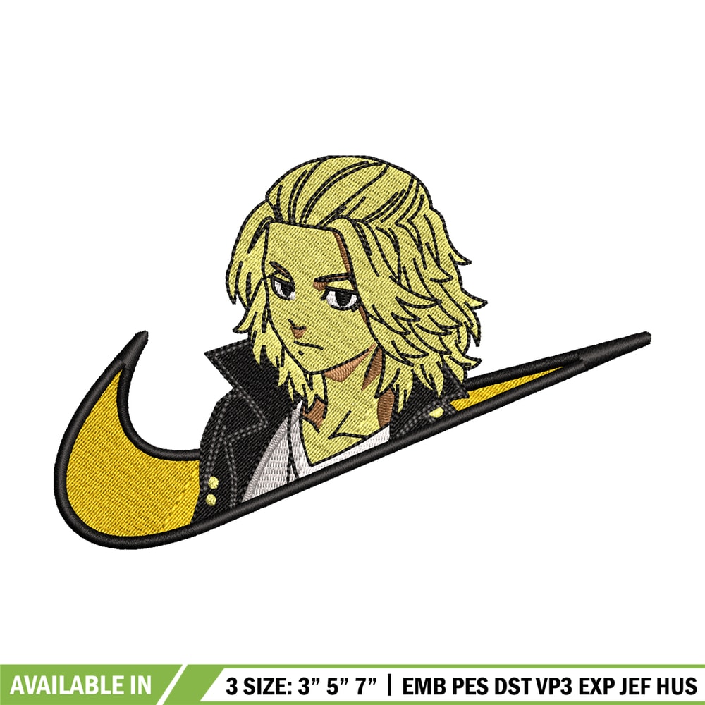 Swoosh Mikey embroidery design, Tokyo Revengers embroidery, Nike design, anime design, anime shirt, Digital download.jpg