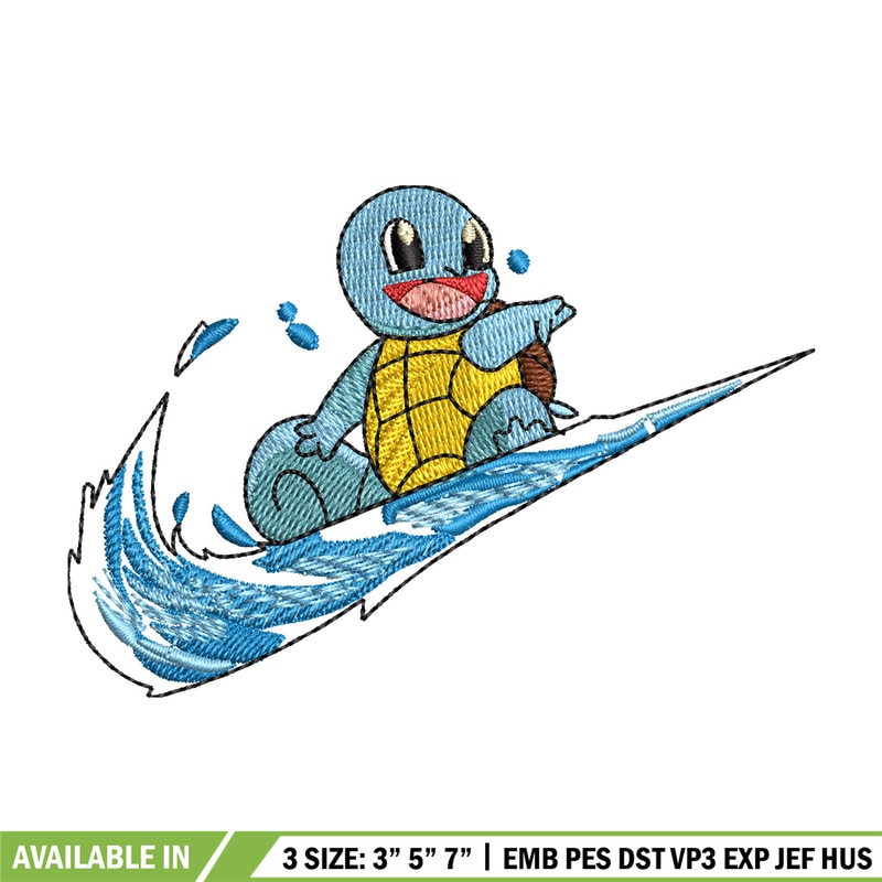 Swoosh squirtle embroidery design, Pokemon embroidery,Anime design,Embroidery file, Embroidery shirt, Digital download.jpg