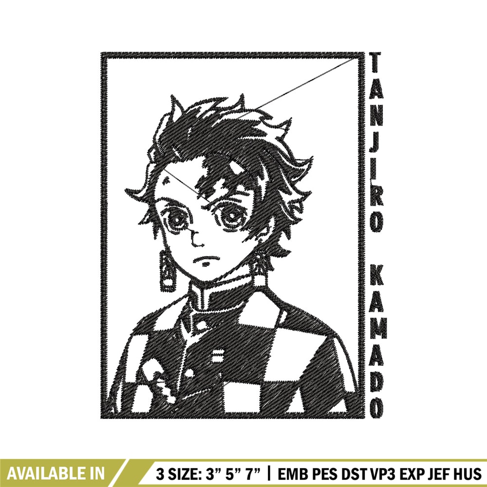 Tanjiro black embroidery design, Tanjiro embroidery, Embroidery shirt, Embroidery file, Anime design, Digital download.jpg