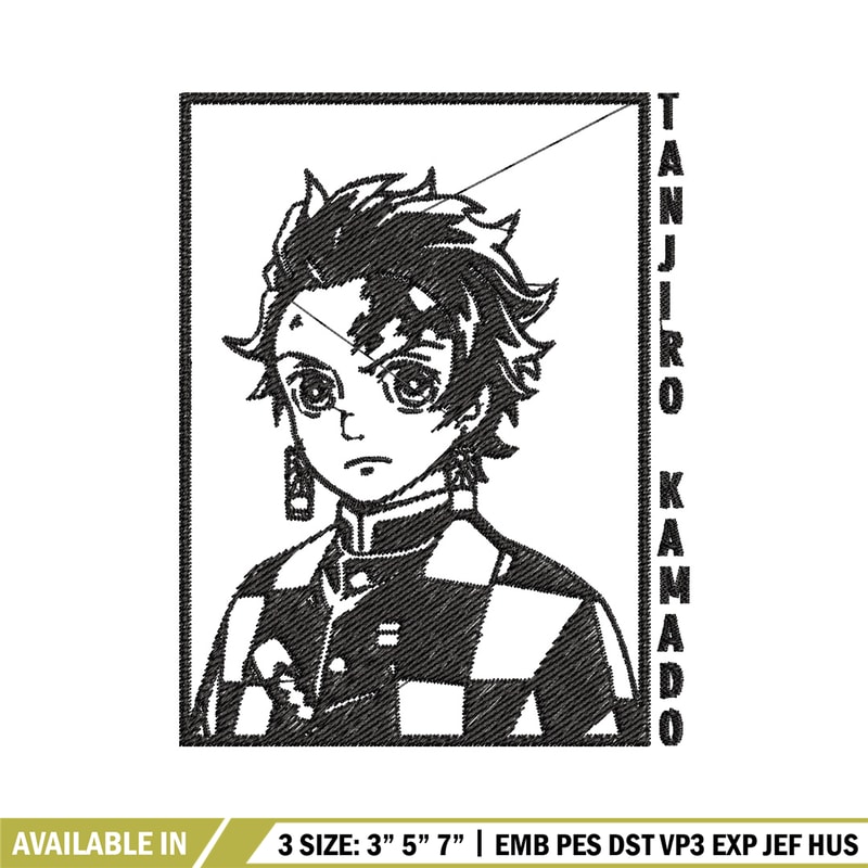 Tanjiro black embroidery design, Tanjiro embroidery, Embroidery shirt, Embroidery file, Anime design, Digital download.jpg