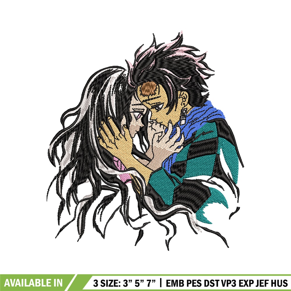 Tanjiro and Nezuko kamado embroidery design, Kimetsu no Yaiba embroidery, anime design, anime shirt, Digital download.jpg