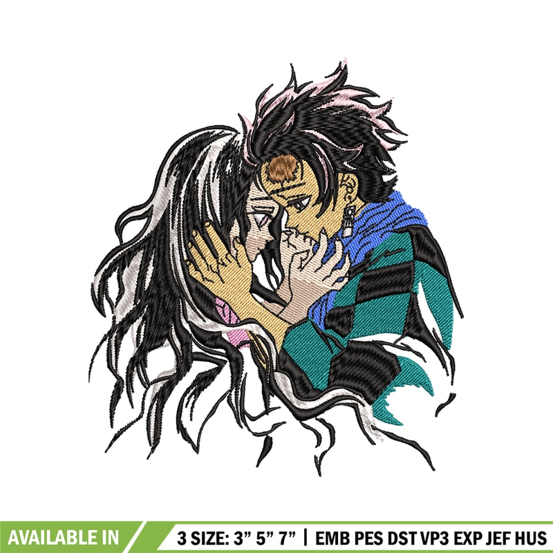 Tanjiro and Nezuko kamado embroidery design, Kimetsu no Yaiba embroidery, anime design, anime shirt, Digital download.jpg