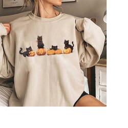 black cat pumpkin shirt, cute black cat halloween shirt, halloween cute shirt