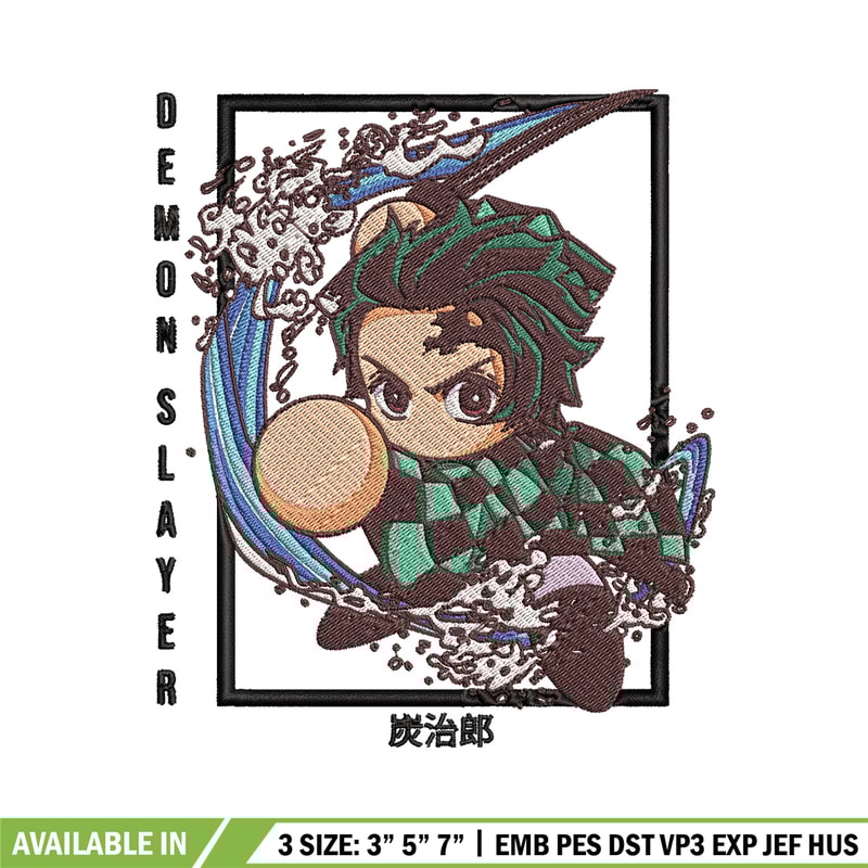 Tanjiro chibi embroidery design, Tanjiro embroidery, Embroidery shirt, Embroidery file, Anime design, Digital download.jpg