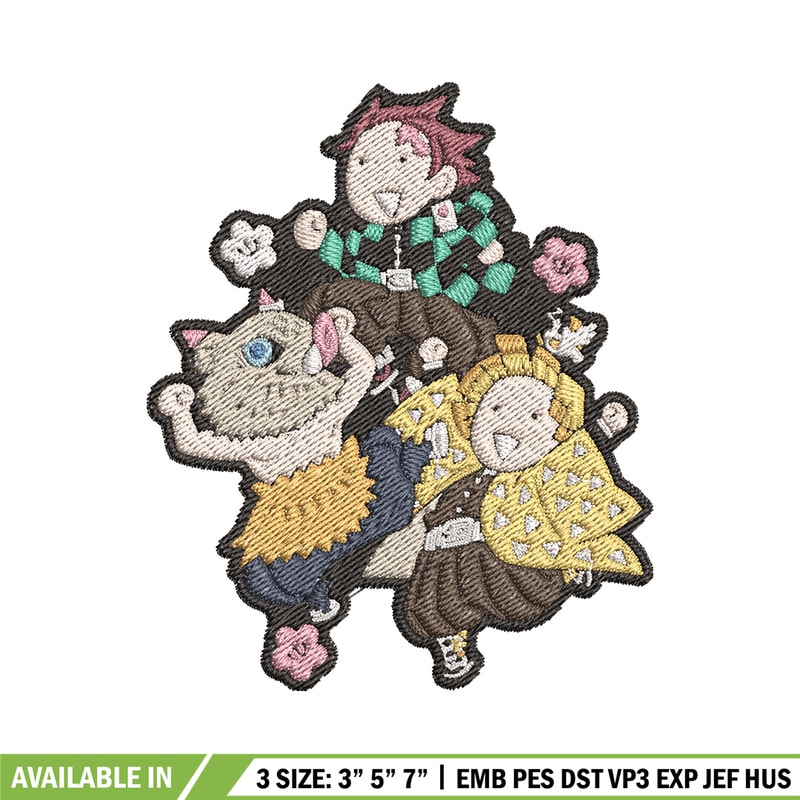 Tanjiro friends embroidery design, Tanjiro embroidery, Embroidery shirt, Embroidery file, Anime design, Digital download.jpg
