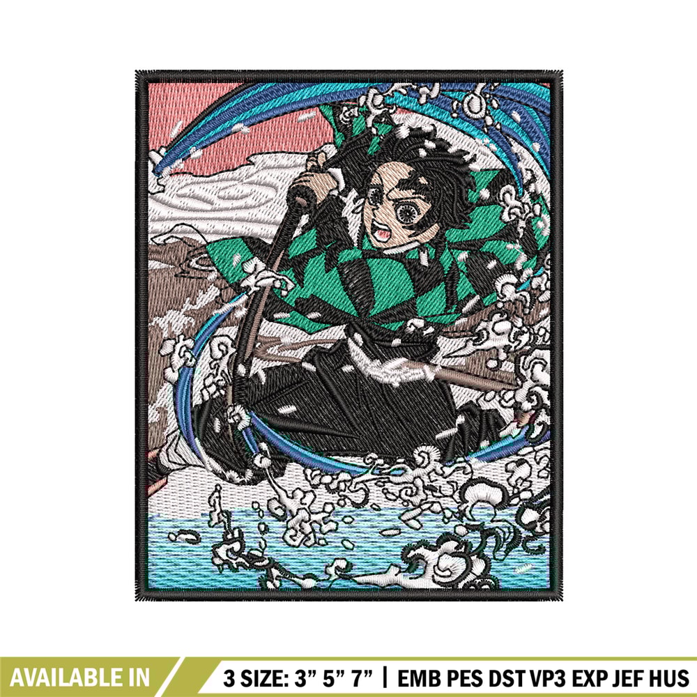 Tanjiro water embroidery design, Tanjiro embroidery, Anime design, Embroidery shirt, Embroidery file, Digital download.jpg