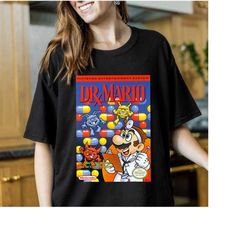 super mario dr mario retro nes game cover poster t-shirt, mario luigi yoshi bowser group shirt, magic kingdom,disneyland