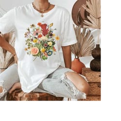 flower shirt, garden party floral shirt, botanical bouquet shirt, gardener gift