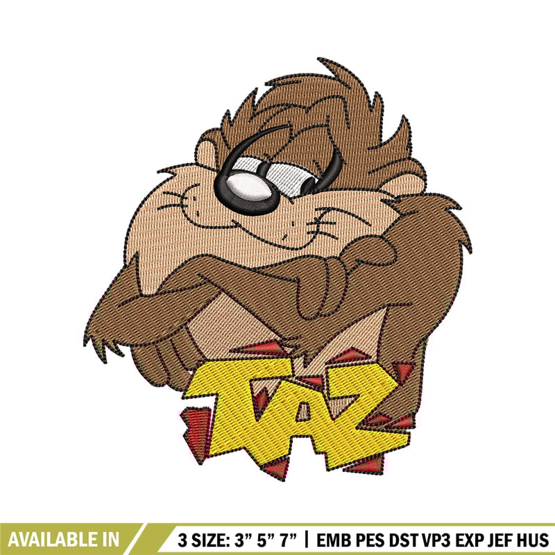 Taz embroidery design, Taz embroidery, Emb design, Embroidery shirt, Embroidery file, Digital download.jpg