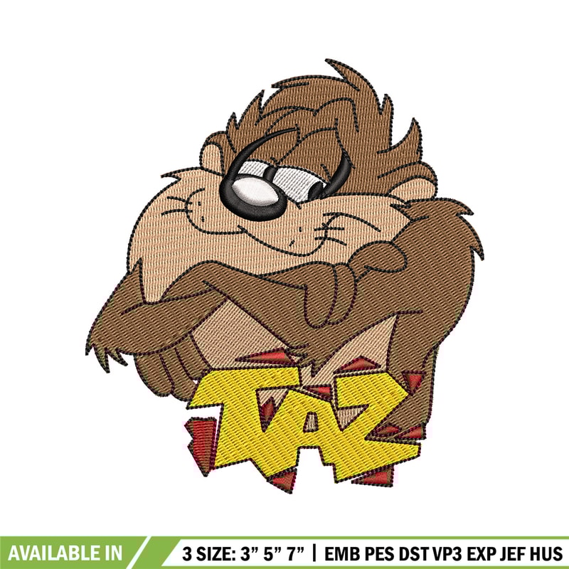 Taz embroidery design, Taz embroidery, Emb design, Embroidery shirt, Embroidery file, Digital download.jpg