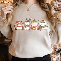 Christmas Cat Sweater Shirt, Cute Cat Shirt, Meowy Christmas Shirt, Cat Mom Christmas Shirt, Cat Lover Shirt
