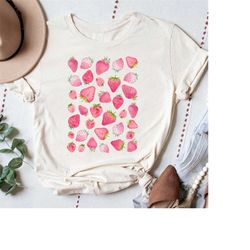 Strawberries Shirt, Cute Vintage  Strawberries Shirt, Cottagecore Shirts, Gift For Women