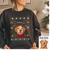 Personalized Dog Christmas Shirt, Custom Your Photo Dog Shirt, Merry Dogmas, Dog Lover Shirt, Christmas Dog Owner Shirt
