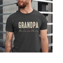 personailzed grandpa shirt, papa with grandchild names shirt, fathers day shirt