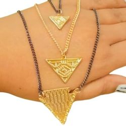 Handcrafted Modern Three-Layer Metal Chain Pendants for Women by Tanishka Trends