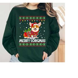 merry corgmas ugly christmas sweater, corgi dog santa christmas lights shirt, corgi christmas shirt, dog christmas shirt